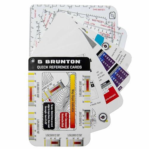 Brunton Juego de tarjetas de navegación de referencia rápida, tarjetas de campo para habilidades de mapa y brújula (rodamientos, triangulación, pendiente, tiempo de caminata, escalas métricas/estándar