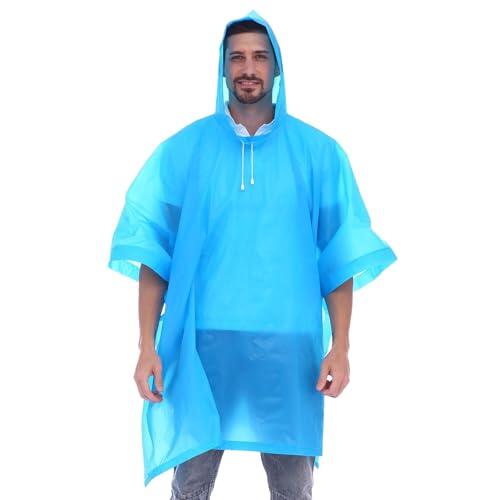 Aolegoo 2 Piezas Chubasqueros Impermeable, Ponchos Impermeables Transparentede EVA Portátil Reutilizable con Cubierta Para Viajes, Senderismo, Bicicleta, Unisex (Bleu)