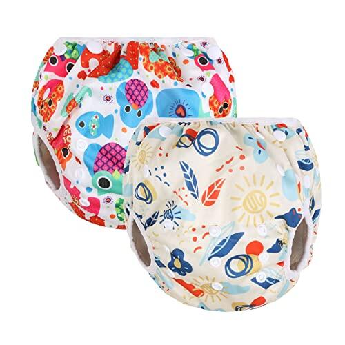 Vicloon Pañales para Nadar para Bebés,2PCS Pañales para Bebés Lavables,Pañales para Nadar para Bebés Reutilizables,Pantalones de Entrenamiento para Pañales para Bebés