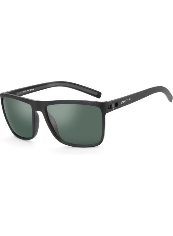 ZENOTTIC Gafas de sol polarizadas hombres luz TR90 marco UV400 protección cuadrado gafas de sol