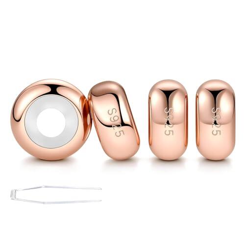 LOVANS 4pcs Separadores para Pulsera, Abalorios Clip Charms con Cierre de Seguridad y Silicona de Goma Resistente, Regalos Originales para Mujer (Oro Rosa)