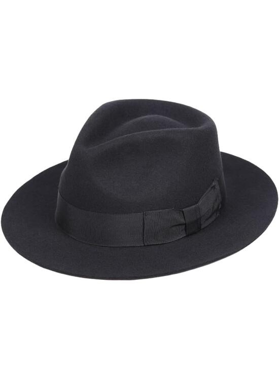 QUUPY Sombrero de ala ancha negra de dos tonos con banda para iglesia Derby Bowknot Cap Beach Trilby Sun Hat para hombres y mujeres