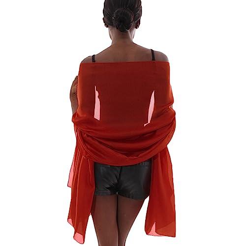PIOYMEYA Chal Rojo Mujer Fiesta Estola Foulard Fular Boda Ligero Pashmina Bufanda Pañuelos para Vestido Noche