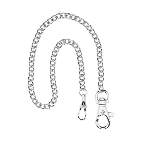 OTOTEC Cadena de Reloj de Bolsillo Albert con Cierre de Langosta 14,5 Pulgadas Chapado en Metal Clásico Reloj Colgante Correa de Cadena Accesorios para Reloj de Bolsillo Plata