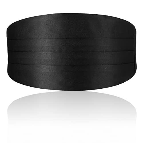 Sintege Fajín de Esmoquin de Satén de Halloween Boda Faja de Hombre de Esmoquin de Cintura Ajustable (Negro, Estilo Clásico)