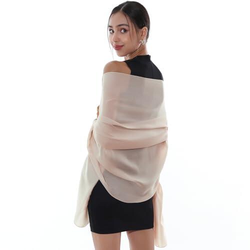 RIIQIICHY Chal de Gasa para Boda – Chal de Fiesta Beige Elegante,Bufanda mujer y fulares para Mujer, Pashmina de Verano, Perfecto para Primavera