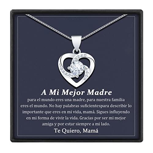 BOCHOI Collar DiA De La Madre Regalo Original Para Mamá Regalos Especiales Para Una Madre Colgante De Plata De Ley 925 En Forma De Corazón Cadena De