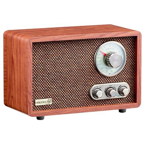 Nostalgie - Radio de madera con Bluetooth, USB, ranura para tarjetas SD, FM/AM, sistema de música retro, sistema estéreo, radio de cocina, radio nostálgica vintage
