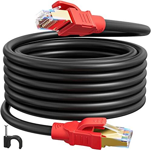 Soibke Cable Ethernet 15 Metros, Cat 8 Cable LAN SFTP Blindado Exterior