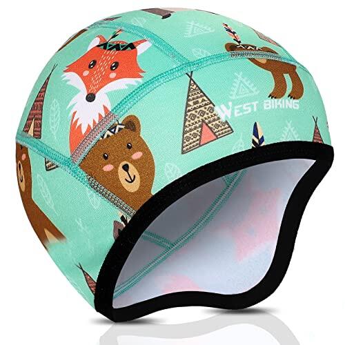 ICOCOPRO Gorro de ciclismo de invierno para niños, gorro de invierno, gorro de ciclismo bajo casco, gorro de deporte, gorro interior para bicicleta, gorro cálido, resistente al viento, gorro de