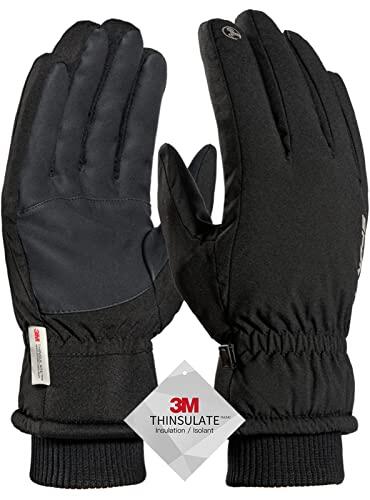 Guantes Invierno Sin Dedos Térmicos Táctiles - Para Hombre y Mujer, Gimnasio, Trabajo, Moto, Esquí, Senderismo y Ocio al Aire Libre - Calefactables para Frío - Negro L