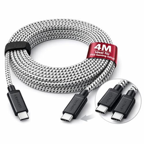 Lioncast Cable de carga de 4 metros para el mando de PS5 I Cable de carga rápida para PS5 USB-C a USB-C - Cable de carga para Sony PlayStation 5 I Cable para el mando Dualsense