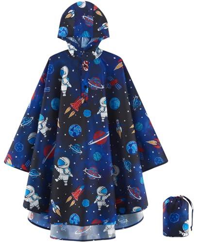 WAWSAM Niños Abrigo Impermeable con Capucha Chubasqueros para Niño Cortavientos para Exteriores Chaqueta de Lluvia de Espacio para Niños Pequeños para Viajes Escolares Deportes Al Aire Libre