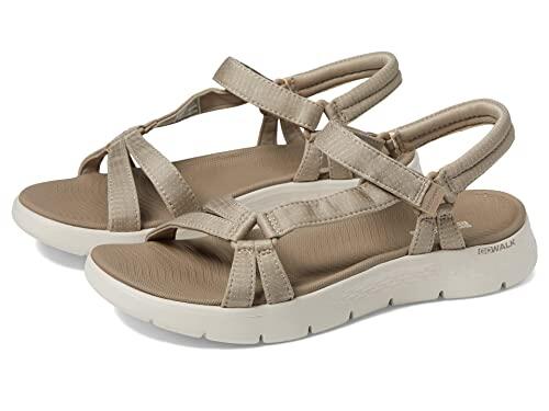 Skechers Sandalias Go Walk Flex SublimeGO WALK FLEX para mujer, Tela gris pardo, 38 EU