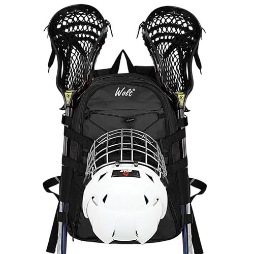 Turf Lacrosse - Mochila para Guardar Todos los Equipos de Lacrosse o Hockey de Campo, Dos Soportes para Palos y Compartimentos Separados para Zapatos (Negro)