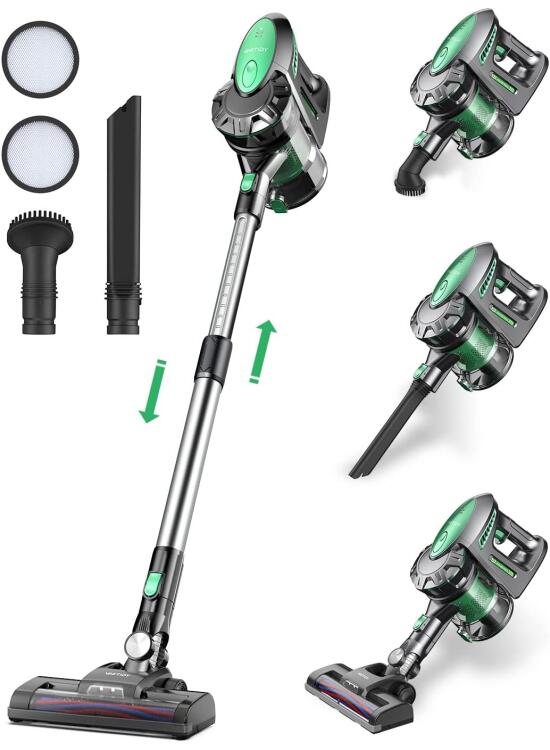 Vactidy V8 Aspiradora sin Cable 25KPa, 3-en-1 Escoba Aspiradora sin Cable Menor Ruido, Autonomía 35 Mins, Potente Succión, 4 Etapas de Filtración, Aspirador Vertical para Pelo de Mascota