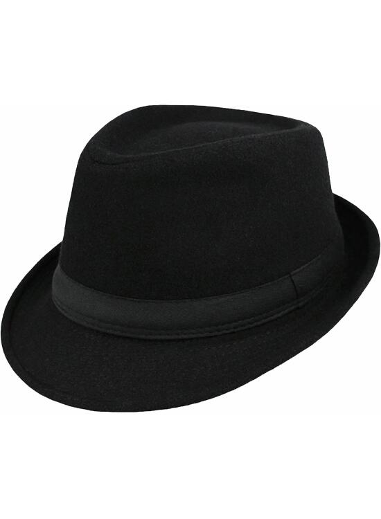 Sombrero clásico de fieltro para hombre, sombrero de Manhattan-Gangster-Derby con banda plisada, unisex Trilby Fedora Hat