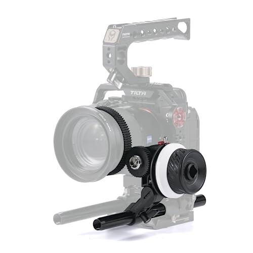 Tilta Follow Focus para cámaras DSLR sin Espejo,Ajustable 360 Grados,con Marcas A/B Lente fotográfica Seguir el Enfoque Anillo de Engranaje de 15 mm Soporte de Varilla Individual Inferior FF-T07