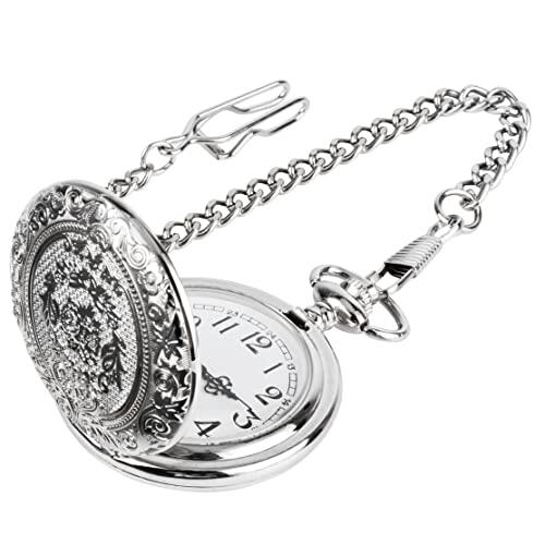 JSMTKJ Reloj de Bolsillo de Cuarzo con Cadena de números árabe clásico y Vintage para Hombres Mujeres Padre Cumpleaños Aniversario