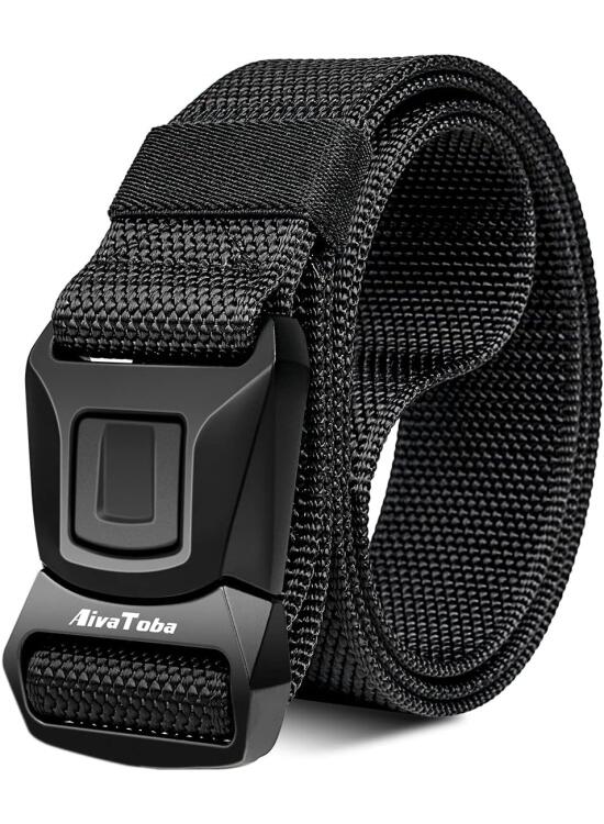 AivaToba Cinturón de Cuero para Hombre, Cinturón de Trinquete con Hebilla Automática, Cinturón de Vestir, Cinturón Deslizante Ajustable para Pantalón Informal de Hombre, Ancho 34 mm.