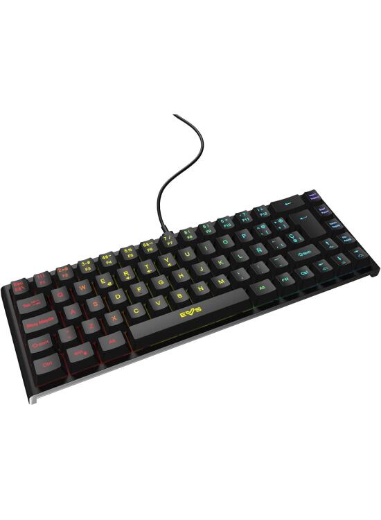 Energy Sistem Gaming Keyboard ESG K4 KOMPACT-RGB Teclado Gamer (69 Teclas, Luces RGB, Cable extraíble, Membrana) - Negro