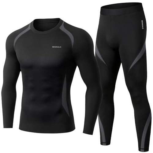BENNALD Ropa Interior Térmica Hombre para Hombre, Ropa Interior Térmica de Invierno Ropa Interior Funcional Camiseta Térmica Hombre Deportes Gris L