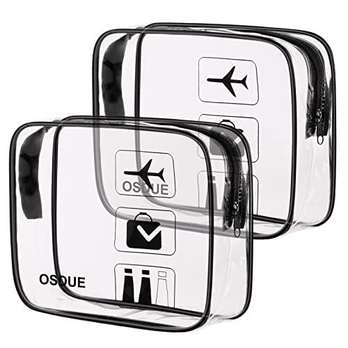 OSDUE Neceser de Aseo Transparente, 2 Bolsas Transparentes de Avión, Bolsa de Cosméticos para Maleta, Bolsa de Aseo para Transportar líquidos, para Viajes, BañO