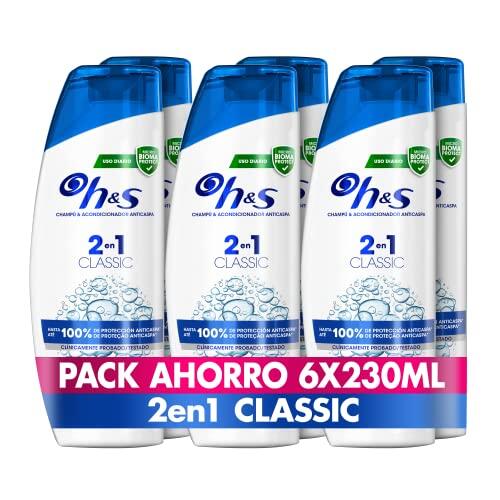 H&S Champú Y Acondicionador Anticaspa 2in1 Classic, Hasta Un 100% Libre De Caspa, 230 ml x 6, Old Version