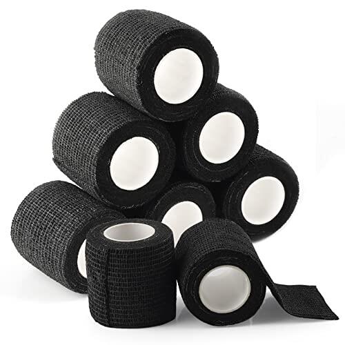Emalla Cubierta de Agarre de Tatuaje - 8 Piezas Cinta Cohesiva Desechable Adhesiva para Deportes y Accesorios (2 Pulgadas x 5 Yardas)