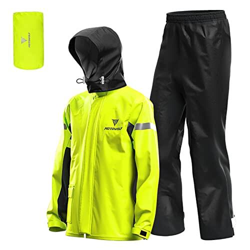 Traje de Moto Impermeable Antilluvia Cortavientos, Chaqueta de Lluvia Reflectante para Hombre y Mujer, Ropa para Ciclismo, Senderismo y Camping
