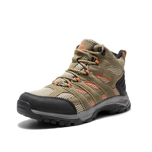 NORTIV 8 Zapatos de Senderismo Impermeables Botas de Montaña Mujer Zapatillas Trekking Caza Antideslizante Ligeros al Aire Libre,Size 40,Marrón/Naranja,SNHB2212W