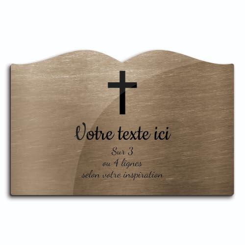 Placa Funeraria con Cruz Cristiana: Elegancia y Respeto en Bronce