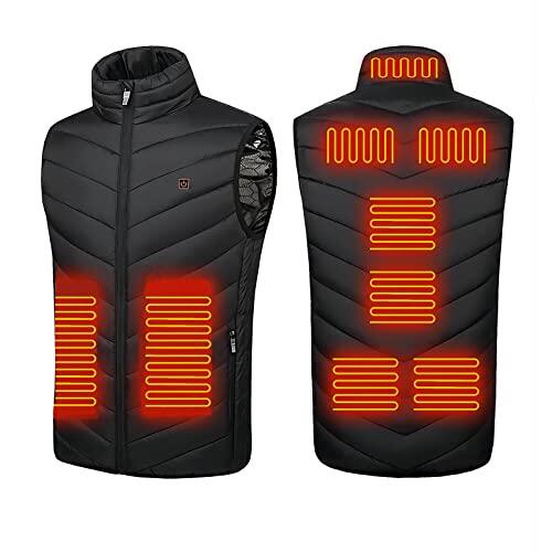 Monave Chaleco Calefactable Hombre, Chaqueta Calefactable con 9 Elementos de Calefacción de Fibra de Carbono 7 Niveles de Temperatura Negro