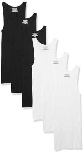 Amazon Essentials Camisetas sin Mangas Ligeras para Hombre, Paquete de 6 Unidades, Negro/Blanco, Talla M