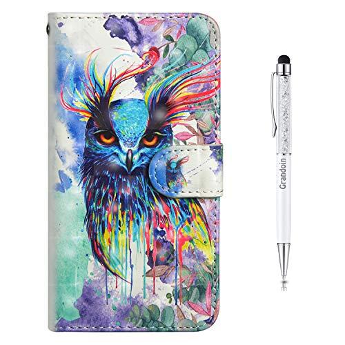 Grandoin Funda para Samsung Galaxy A91 / S10 Lite / M80S, Premium Piel Carcasa Samsung A91 / S10 Lite / M80S Funda Libro Suave Case Tapa Cuero [Soporte Móvil] [Ranuras para Tarjetas] (Pájaro)