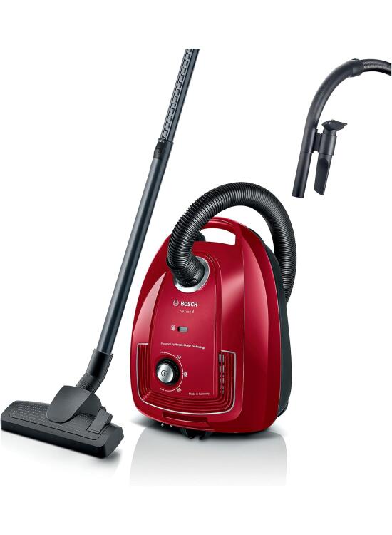 Bosch - Aspirador con Bolsa,Serie 4,Filtro higiénico PureAir, Rojo, BGB38RD2
