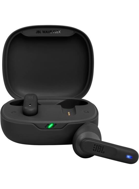 JBL Wave Flex, auriculares inalámbricos In-Ear con resistencia al agua IP54 e IPX2, tecnología TalkThru y AmbientAware y 32 horas de duración de la batería, en negro