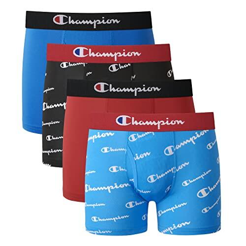 Champion Men's Boys' Everyday Active Stretch Boxer Briefs, 4-Pack Large, Assorted