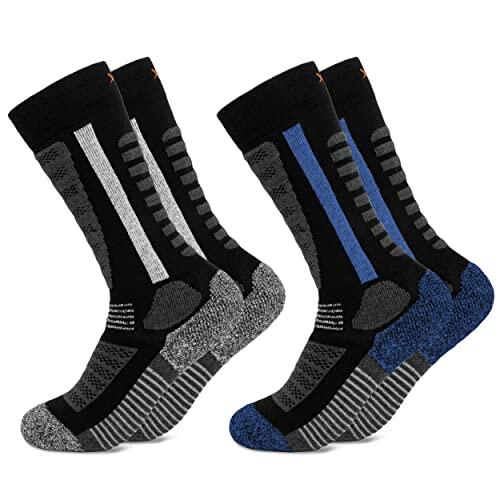 Occulto 2 pares calcetines de esqui para niños y niñas (modelo: Charlie) azul negro 31-34