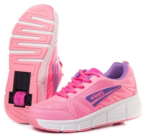 Zapatillas Deportivas con Ruedas automáticas retráctiles. Rosa/Lila. Talla 32