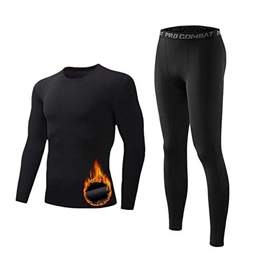 Ropa Interior Térmica Hombre, Funcional Conjuntos Térmica Transpirable Cálido Camiseta Manga Larga y Malla Pantalon Térmicos Elástica Deportivos Capa Base para Otoño Invierno Esqui Running Ciclismo