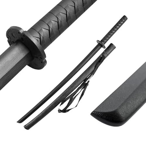 DEPICE Bokken - Set de plástico Duro Saya, 101 cm, 600 g, Iaido, Aikido, Bokuto, Color Negro