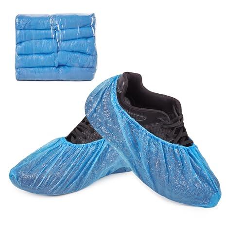 Areso – Patucos Desechables 100 Unidades Ajustables con Goma Elástica, Cubre Zapatos de Plástico Impermeables de Color Azul
