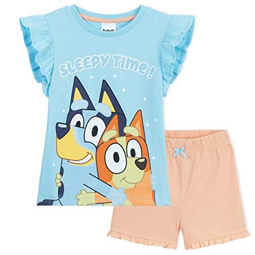 Bluey 2 Piezas Pijama Niño y Niña Camiseta y Pantalón Manga Corta Algodón - Ropa de Verano 2-6 Años