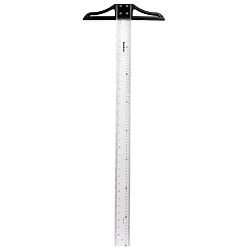 Liquidraw Regla cuadrada en T, 80 cm, regla acrílica para dibujar y dibujar, medidas imperiales y métricas, borde biselado y cabeza desmontable, para arquitectos, ingenieros y dibujo técnico