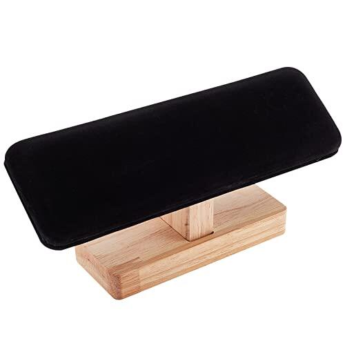 NBEADS Soporte de exhibición de Reloj de Madera, Soporte de Pulsera de Terciopelo Negro, Soporte Organizador de Joyas, Estante de Torre para Uso doméstico, Venta al por Menor, 19.5x5x8.9cm