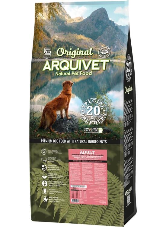 Arquivet Original Adult - Pienso para Perros Adultos - Salmón y arroz - Comida para Perros - Alimento seco para Perros - Alimentación Canina - Pienso Saludable - 20 kg