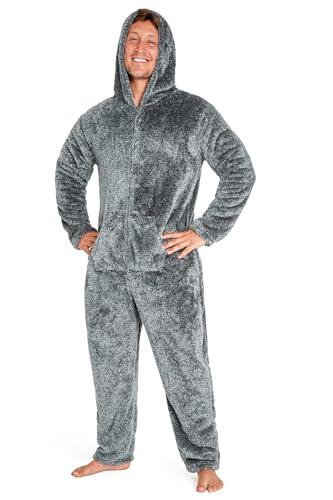 CityComfort Pijama Hombre Entero, Pijama Hombre de Una Pieza Mono con Cremallera, Pijamas Enteros de Polar para Adultos M-3XL (L, Gris)