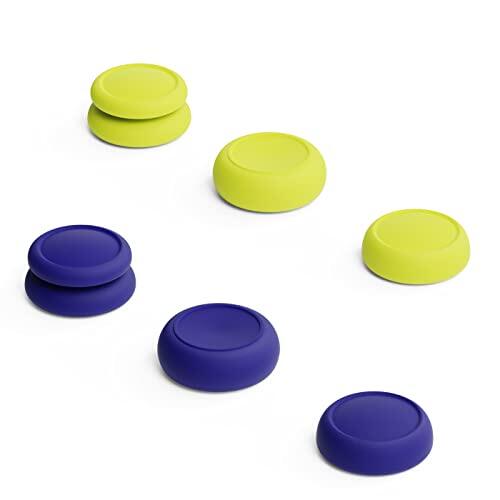 Skull & Co. Skin, CQC and FPS Thumb Grip Set Joystick Cap Analog Stick Cap for Nintendo Switch and Switch OLED Joy-con Controller - Blue + Neon Yellow, 3 Pairs(6pcs)