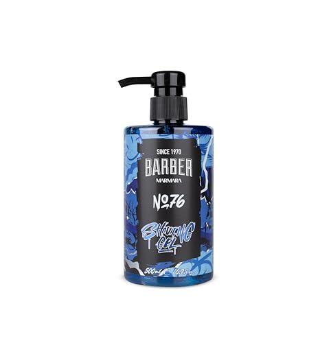 BARBER MARMARA Gel de afeitar para hombre No.76 – Gel de afeitar transparente para hombre, 500 ml, para un afeitado preciso de los contornos de la barba, deslizamiento óptimo, enfría la piel, con